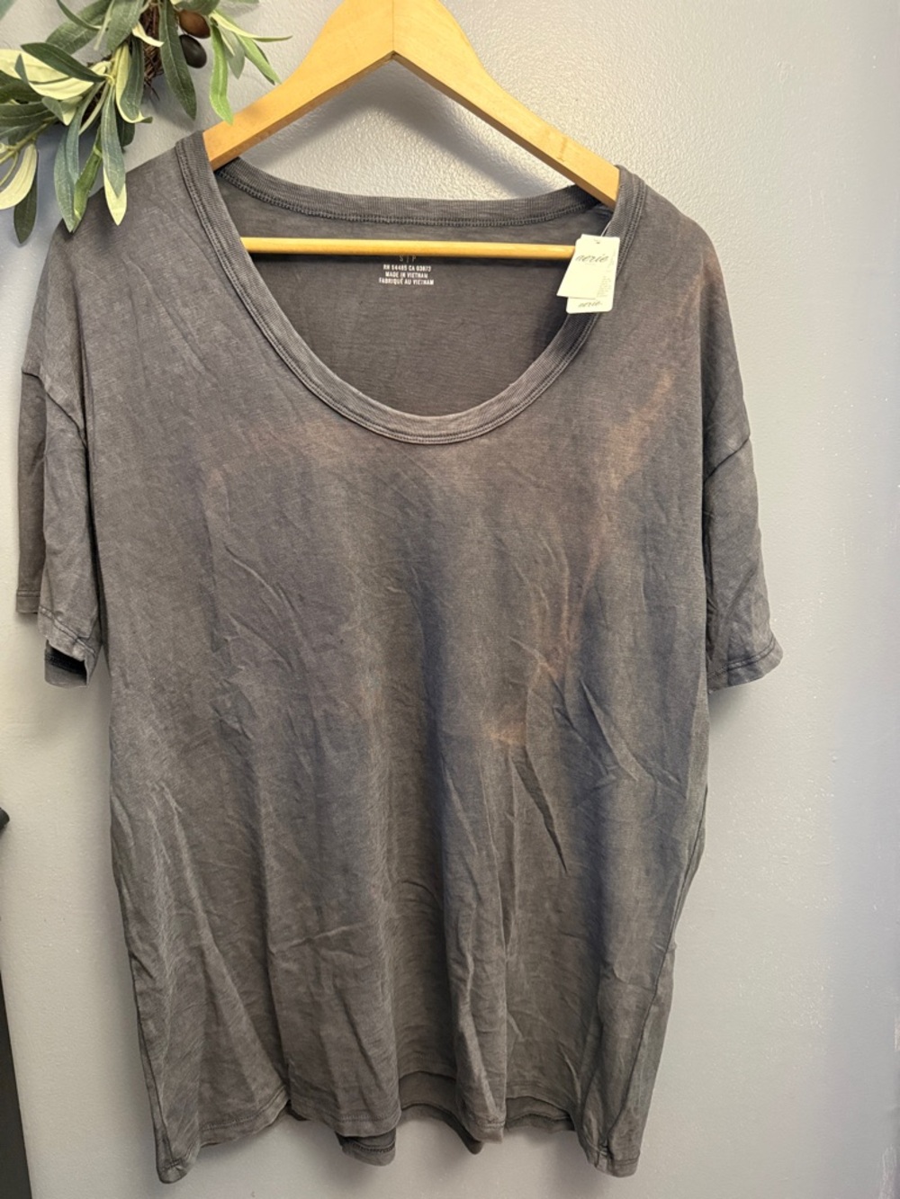 aerie Charcoal Washed Scoop Neck Short Sleeve Tee